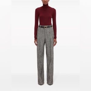 Victoria Beckham pleated herringbone pants in black and white